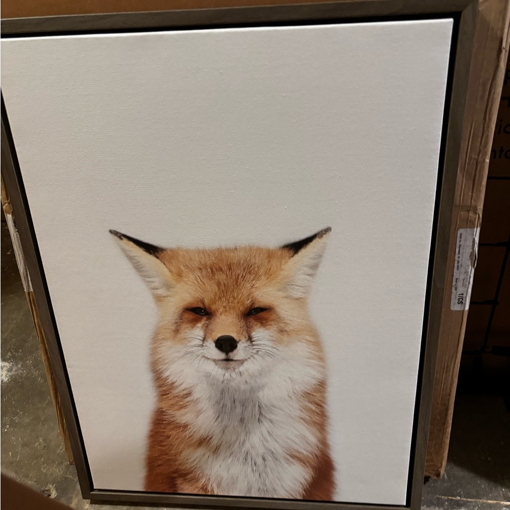 Charming Fox Wall Art in Black Frame